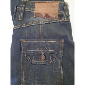 Imperious Delf Trading 34 30 Black Dark Faded Denim Jeans Flap Pockets Mens Vtg